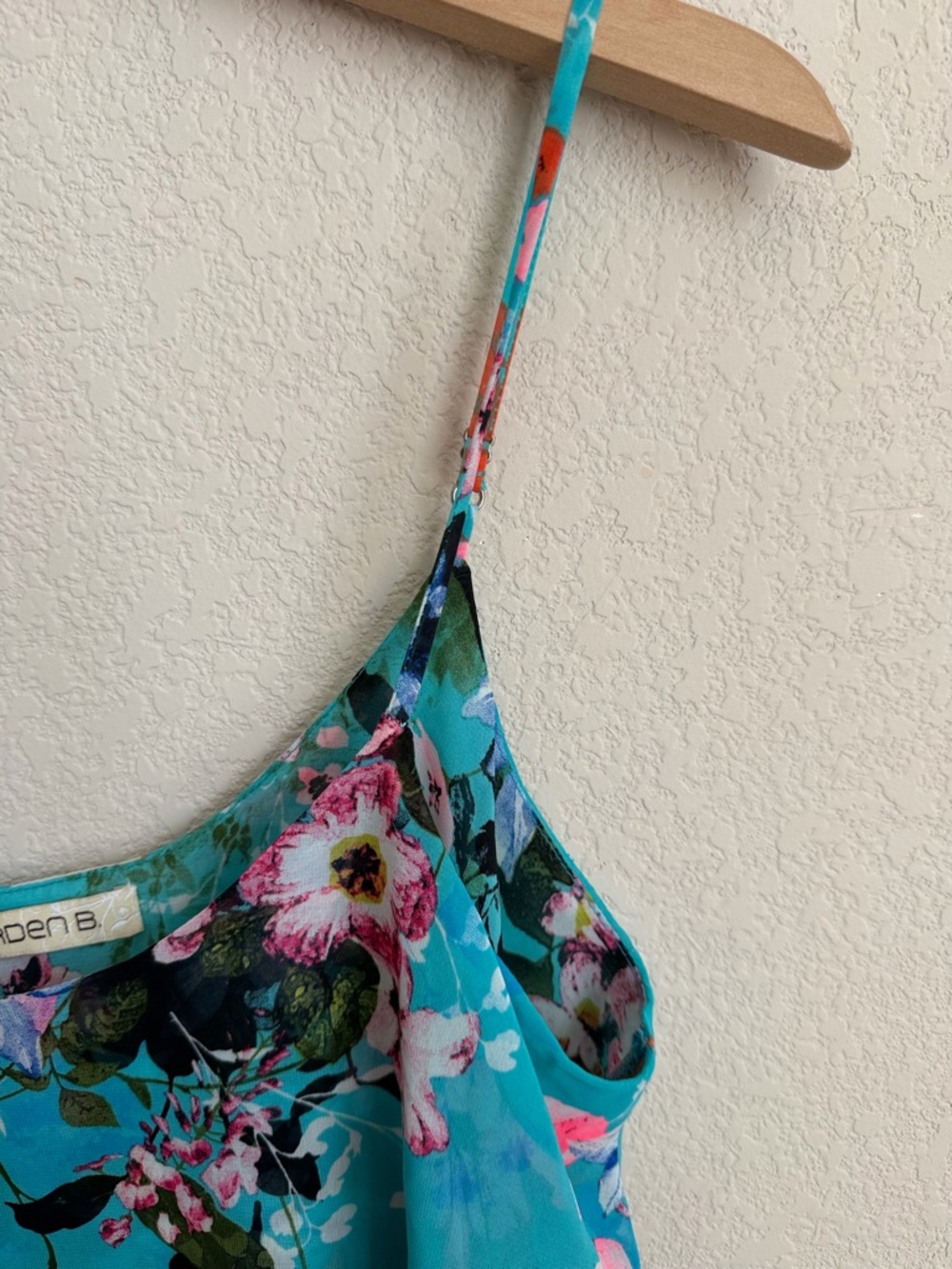 Arden B Floral Chiffon Layered Cami Crop Top Teal Pink Size Small Y2K Retro Blue - Picture 6 of 13